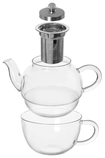 Чайник для заварювання Orion скляний з заварником і чашкою 300 / 350 мл Прозорий 2 елементи (8592381220976) - зображення 2