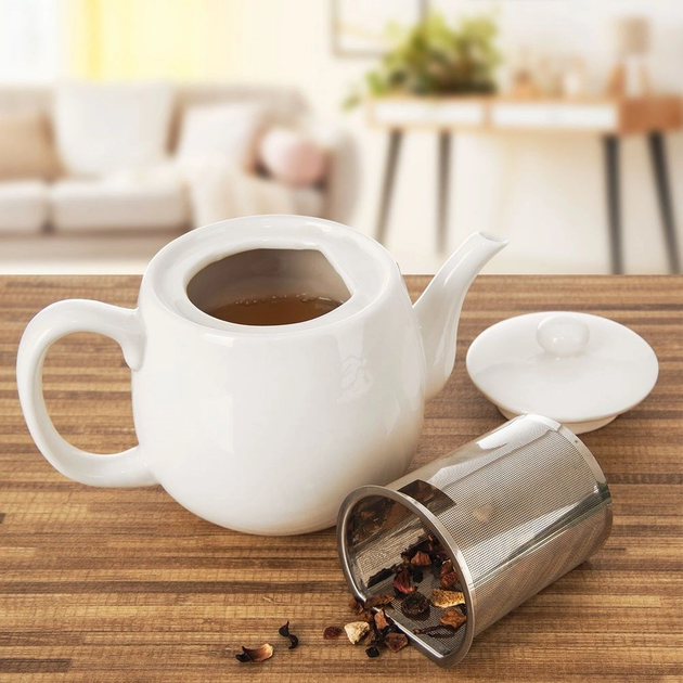 Чайник для заварювання Orion Mona порцеляновий з заварником Білий 700 мл (8592381185978) - зображення 3