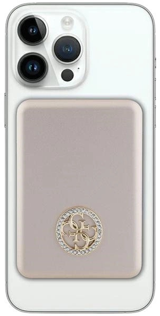 Powerbank Guess MagSafe 4G Strassed Metal Logo 5000mAh 15W USB-C Gold (3666339172169) - obraz 2
