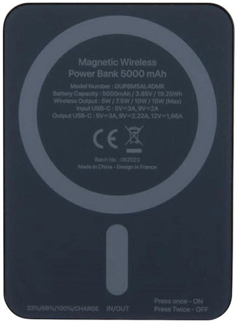 Powerbank Guess MagSafe 4G Strassed Metal Logo 5000mAh 15W USB-C Black (3666339172152) - obraz 4