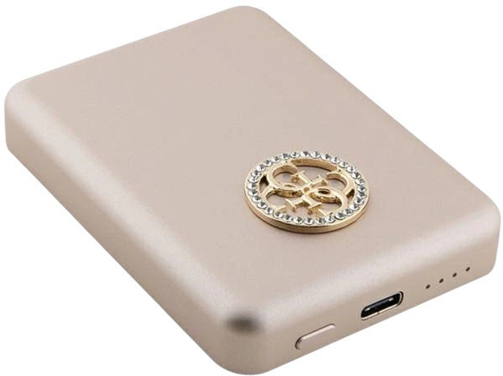 Powerbank Guess MagSafe 4G Strassed Metal Logo 3000mAh 5W USB-C Gold (3666339170158) - obraz 1