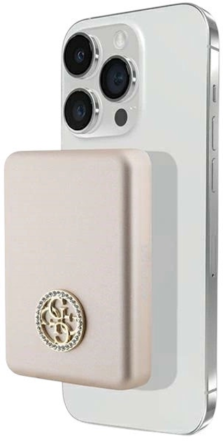 Powerbank Guess MagSafe 4G Strassed Metal Logo 3000mAh 5W USB-C Gold (3666339170158) - obraz 2