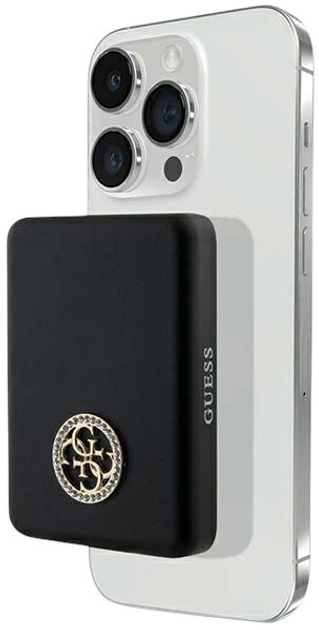 Powerbank Guess MagSafe 4G Strassed Metal Logo 3000mAh 5W USB-C Black (3666339170141) - obraz 2