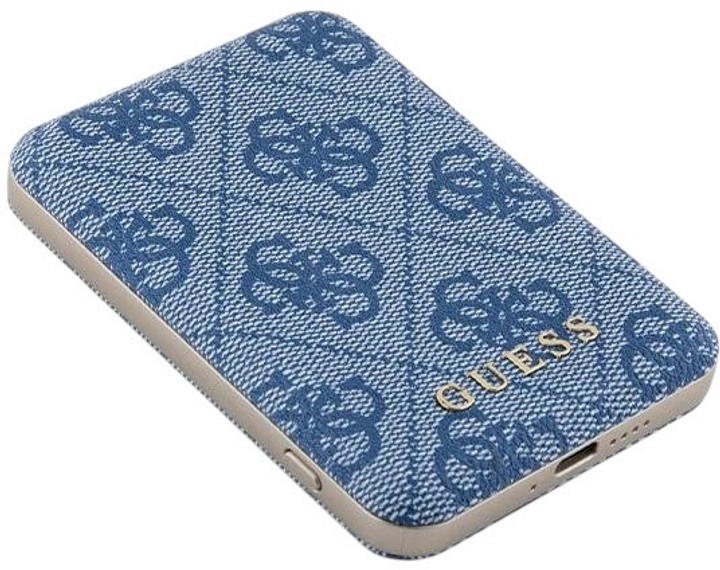 Powerbank Guess 4G Leather Metal Logo MagSafe 5000mAh 15W USB-C Blue (3666339210601) - obraz 3