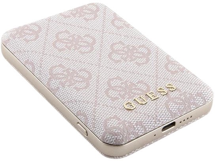 Powerbank Guess 4G Leather Metal Logo MagSafe 5000mAh 15W USB-C Pink (3666339210595) - obraz 3