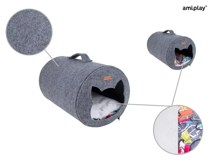Tunel dla kota Amiplay Quick Press 2w1 Hygge Szary (5907563259805) - obraz 5