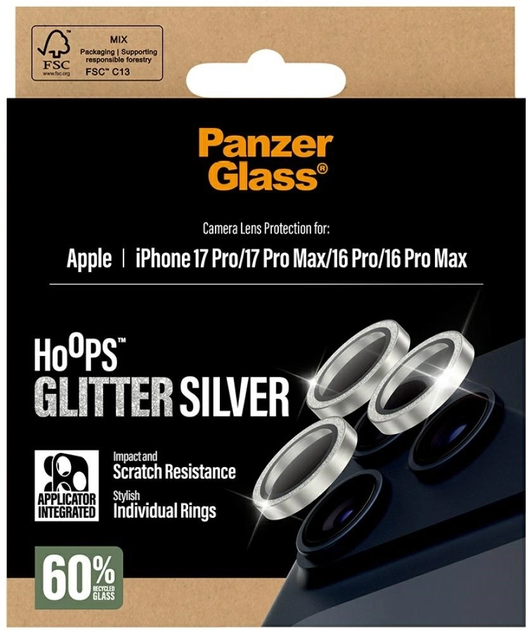 Захисне скло Panzer Glass Hoops Glitter для Apple iPhone 17 Pro / 17 Pro Max / 16 Pro / 16 Pro Max Silver (5715685027321) - зображення 5