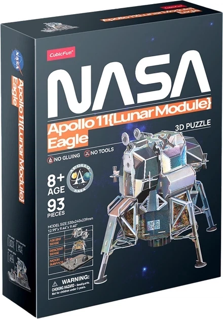 3D пазл объемный Cubic Fun NASA Лунный модуль Орел миссии Аполлон-11 93 элемента DS1058h - изображение 2