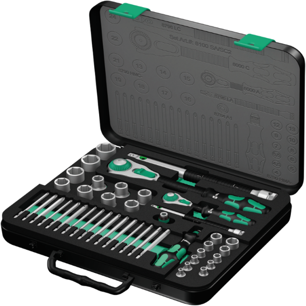 Набор инструментов Wera Zyklop Speed 8100 SA/SC 1/4", 1/2" 43 предмета (05160785001) - Фото 2 Набор инструментов Wera Zyklop Speed 8100 SA/SC 1/4", 1/2" 43 предмета (05160785001) - изображение 2