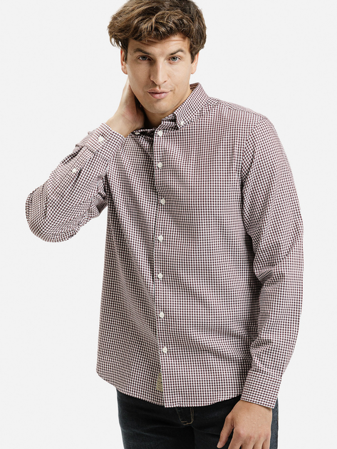 Koszula męska bawełniana w kratę Cross Jeans 35612-499 M Czerwona (8697319809305) - obraz 1