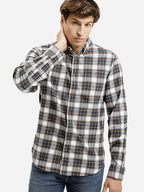 Koszula męska bawełniana w kratę Cross Jeans 35614-306 2XL Biała (8697319809435) - obraz 1