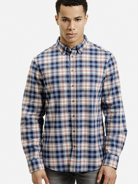 Сорочка бавовняна чоловіча Cross Jeans 35615-014 XL Синя (8697319809473) - зображення 1