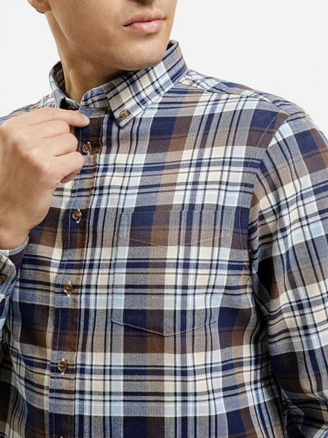 Koszula męska bawełniana w kratę Cross Jeans 35616-025 3XL Brązowa (8697319809497) - obraz 4