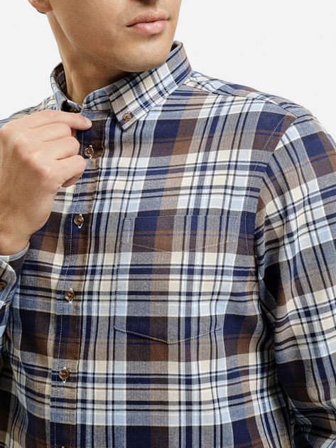 Сорочка бавовняна чоловіча Cross Jeans 35616-025 L Коричнева (8697319809510) - зображення 4