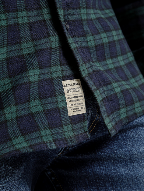 Koszula męska bawełniana w kratę Cross Jeans 35617-001 L Granatowa (8697319664331) - obraz 4