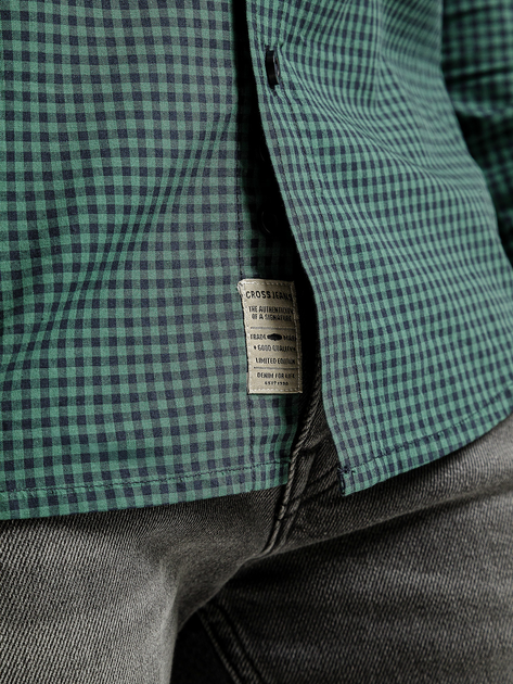 Сорочка бавовняна чоловіча Cross Jeans 35619-027 2XL Зелена (8697319809664) - зображення 4