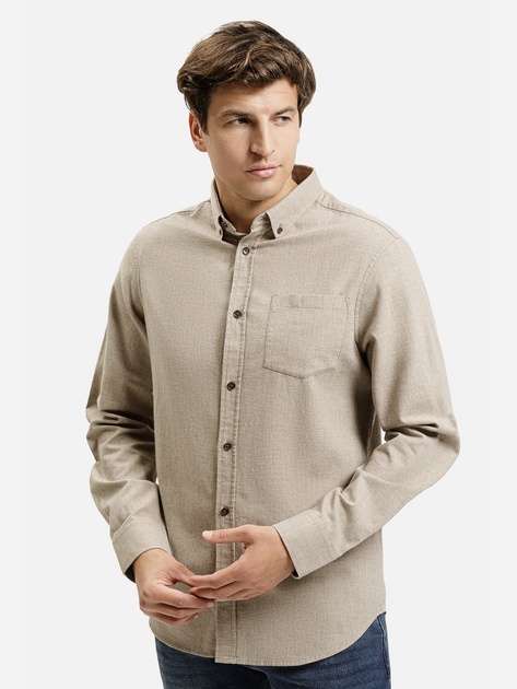 Сорочка бавовняна чоловіча Cross Jeans 35621-053 L Бежева (8697319810172) - зображення 1