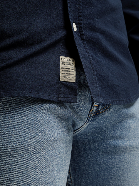 Сорочка бавовняна чоловіча Cross Jeans 35623-001 XL Темно-синя (8697319810325) - зображення 4
