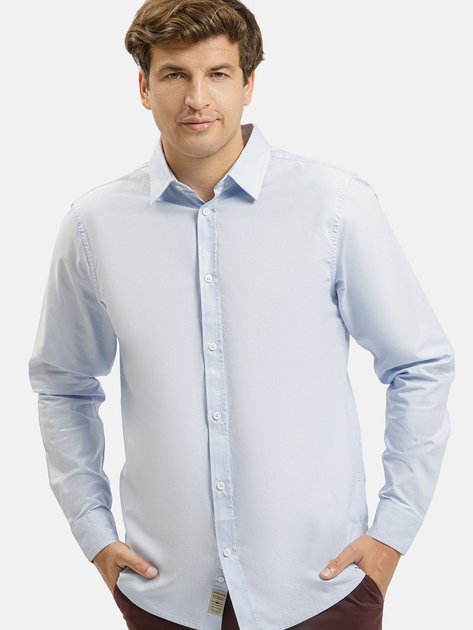 Сорочка бавовняна чоловіча Cross Jeans 35624-283 2XL Блакитна (8697319810387) - зображення 1