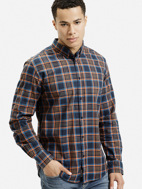 Сорочка бавовняна чоловіча Cross Jeans 35626-001 XL Темно-синя (8697319810653) - зображення 1