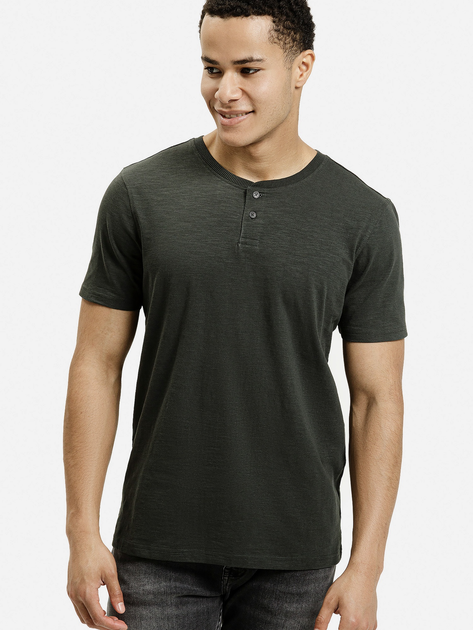 Футболка бавовняна довга чоловіча Cross Jeans 16129-387 L Темно-зелена (8697319806489) - зображення 1