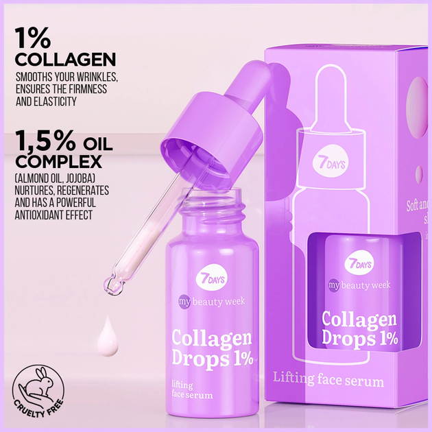 Сироватка для обличчя 7days My Beauty Week Collagen Drops 1% ліфтингова 20 мл (8057592521545) - зображення 6