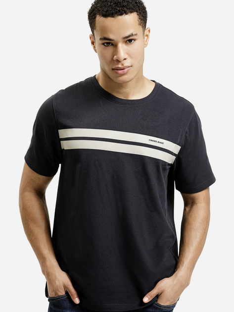 Футболка бавовняна довга чоловіча Cross Jeans 16121-310 2XL Темно-синя (8697319806168) - зображення 1