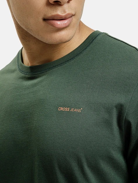 Футболка бавовняна довга чоловіча Cross Jeans 16134-027 S Зелена (8697319806571) - зображення 4