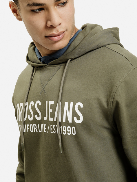 Bluza z kapturem męska Cross Jeans 25444-039 M Oliwkowa (8697319807646) - obraz 4