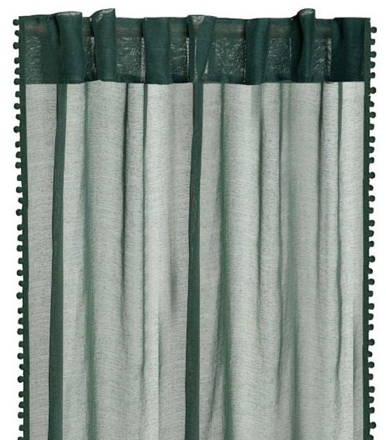 Фіранка Homla Adi з помпонами Зелена 140 x 250 см (5902869985236) - зображення 1