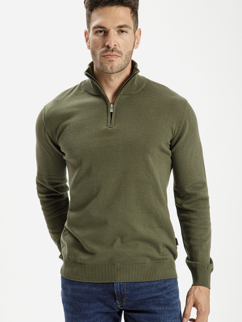 Светр на блискавці чоловічий Cross Jeans 34244-002 XL Хакі (8697319393972) - зображення 1