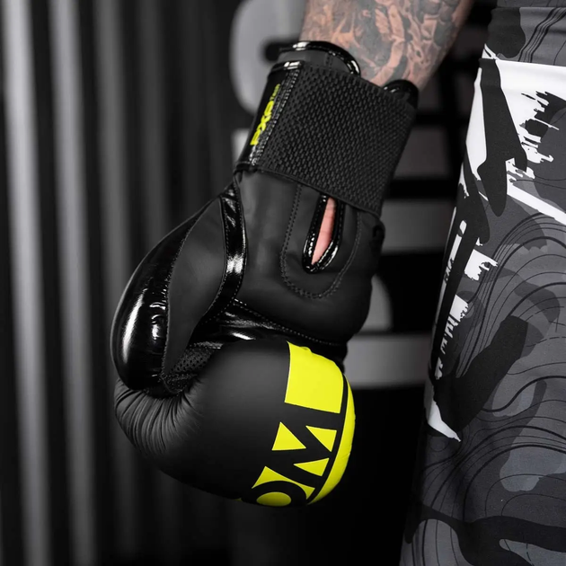 Рукавички боксерські з бинтами Phantom APEX Elastic Neon 16 унцій, чорно-жовті - Фото 5 Рукавички боксерські з бинтами Phantom APEX Elastic Neon 16 унцій, чорно-жовті - изображение 5