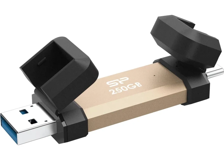 SSD диск Silicon Power DS72 250GB USB Type-A/USB Type-C Gold (SP250GBUC3S72VPG) - Фото 2 SSD диск Silicon Power DS72 250GB USB Type-A/USB Type-C Gold (SP250GBUC3S72VPG) - изображение 2
