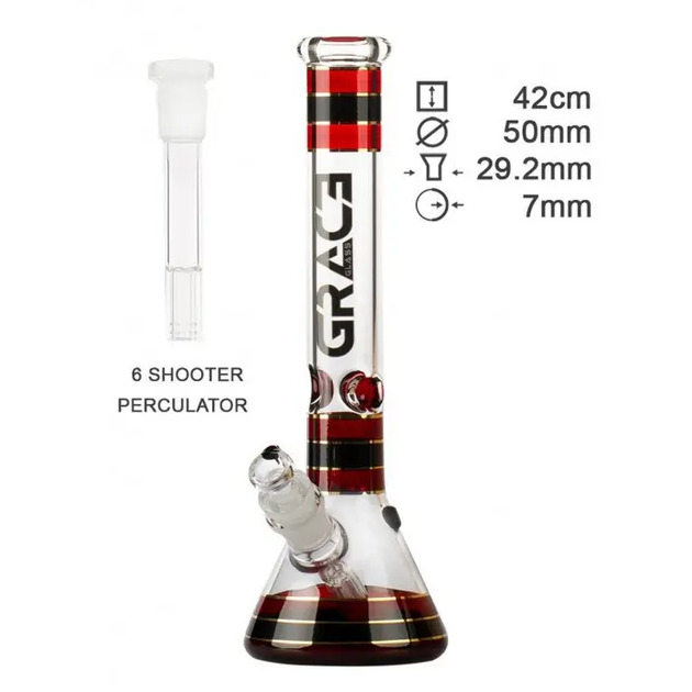 Бонг Grace Glass Striped Series Red Грейс Глас полосатый красно-черный 42 см кикер шипы для льда боросиликат - Фото 2 Бонг Grace Glass Striped Series Red Грейс Глас полосатый красно-черный 42 см кикер шипы для льда боросиликат - изображение 2