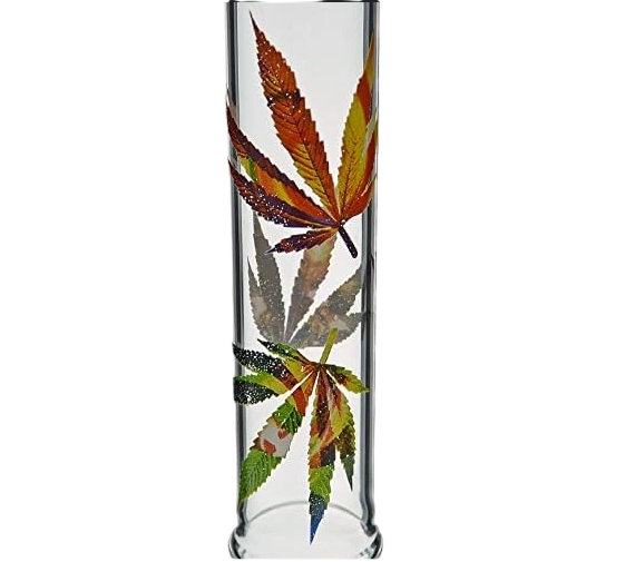 Бонг стеклянный Multi Leaf Мульти Лиф 40 см с турбо кикером kick-hole прозрачный с принтом лист - изображение 2