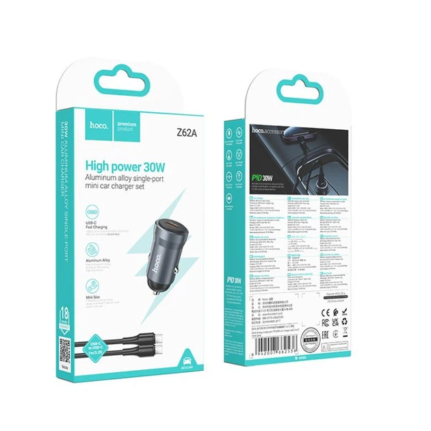 АЗУ Hoco Z62A Energy single port PD30W car charger Metal gray - изображение 2
