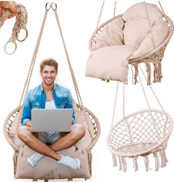 Huśtawka ogrodowa z poduszką Ikonka Luaro XXL - obraz 5