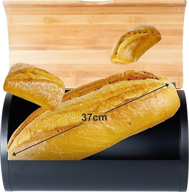 Chlebak Vilde stalowy drewniany Czarny (5904316472924) - obraz 6