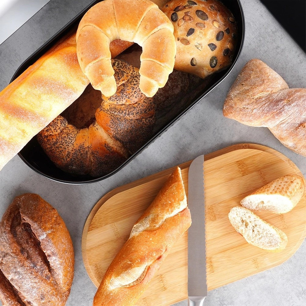 Хлібниця Vilde сталева з дерев'яною дошкою Чорна (5904316472917) - зображення 10