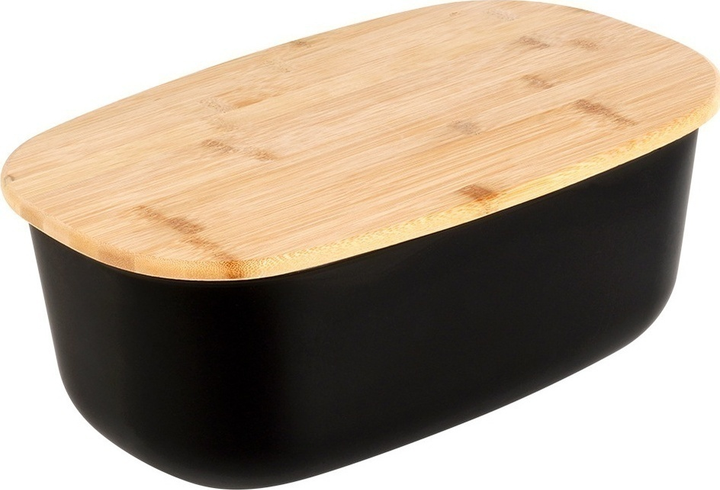 Хлібниця Vilde з бамбуковою дошкою Чорна (5904316445584) - зображення 1