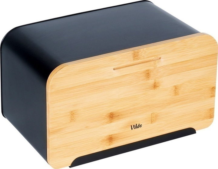 Хлібниця Vilde металева з бамбуковою дошкою Чорна (5904316472801) - зображення 1