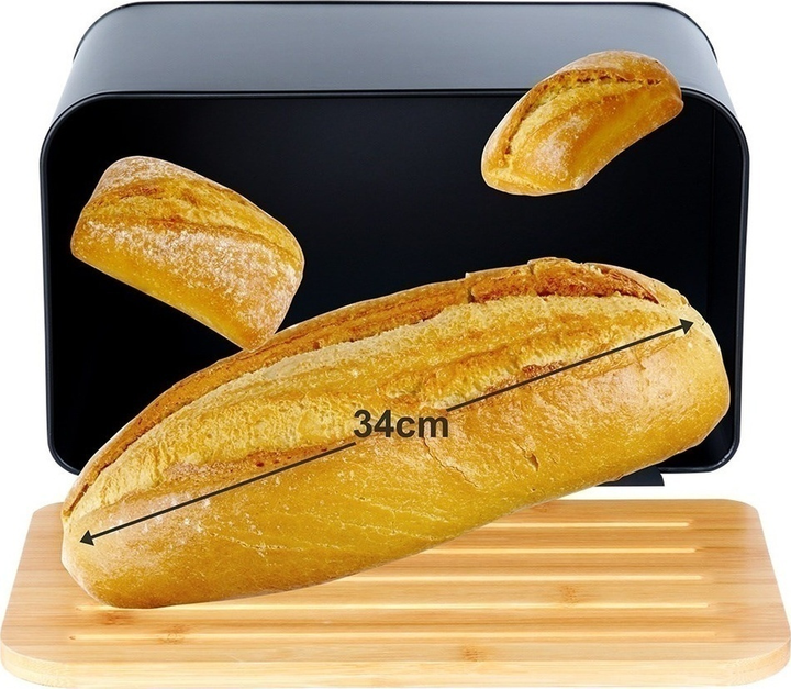 Хлібниця Vilde металева з бамбуковою дошкою Чорна (5904316472801) - зображення 5