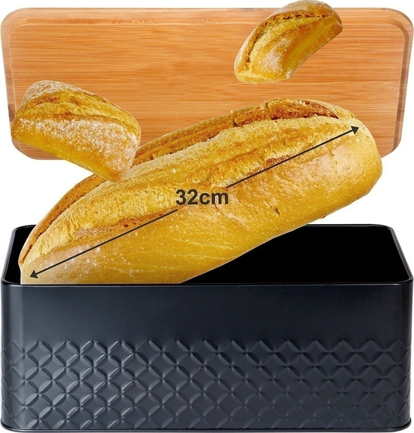 Хлібниця Vilde металева з дерев'яною дошкою Чорна (5904316472900) - зображення 5