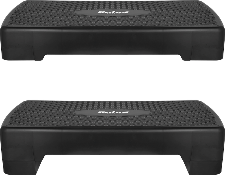 Степ платформа для аеробіки та фітнесу Rebel Active 2 ступені 68 см Чорна (5901890123068) - зображення 3