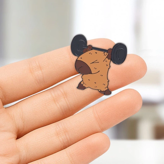 Значок (пин) BROCHE брошь бижутерия Животные Капибара со штангой коричневый BRGV115128 - изображение 6
