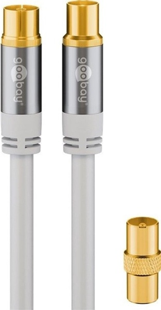 Коаксіальний антенний кабель Goobay екранований TV 1 м Білий (4040849703133) - зображення 1