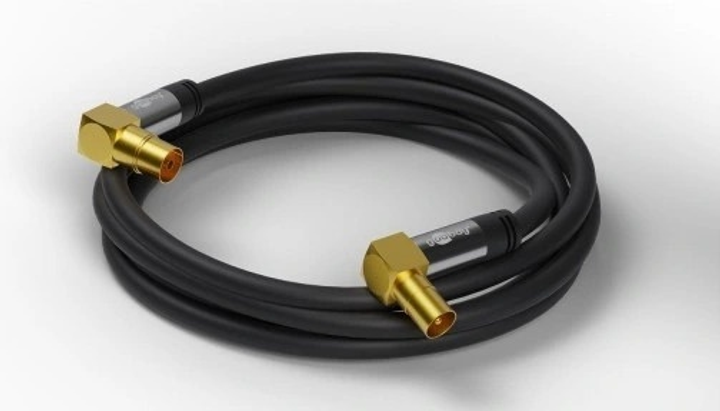 Коаксіальний антенний кабель Goobay кутовий TV IEC 1 м Чорний (4040849704550) - зображення 3