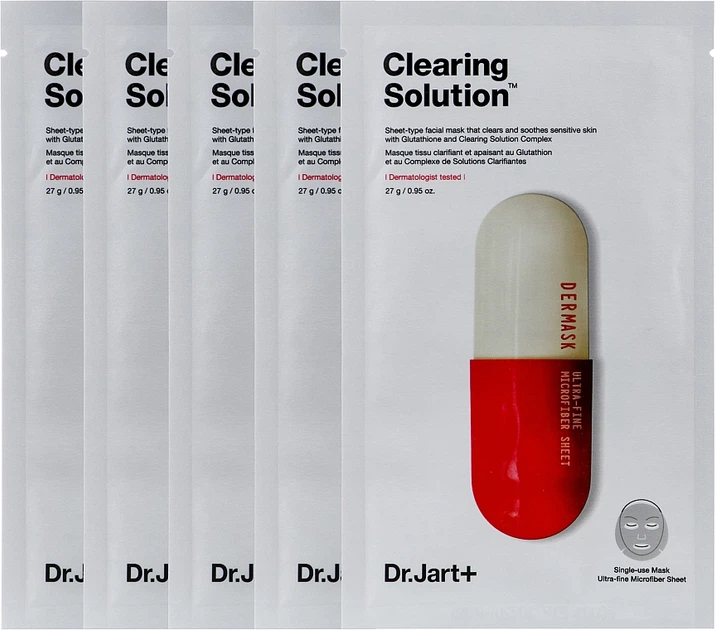 Набір масок для обличчя Dr.Jart+ Dermask Clearing Solution зволожуючих 5х27 г (8809642712645) - зображення 2
