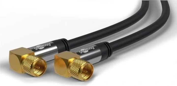 Коаксіальний антенний кабель Goobay кутовий штекер F/F SAT екранований 1 м Чорний (4040849705670) - зображення 3