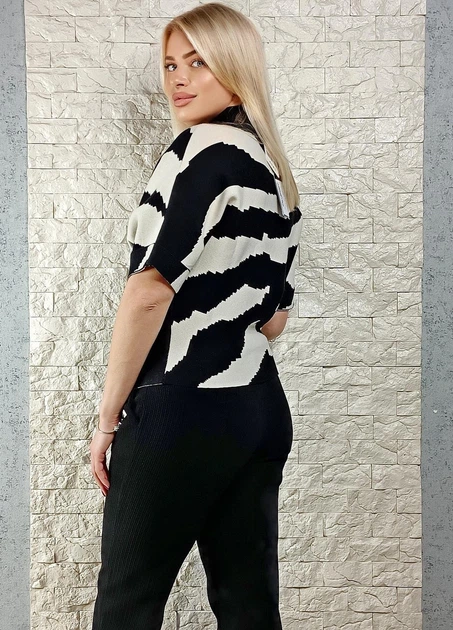 Джемпер трикотажний Z Studio чорно- білий M-L 15-601 - изображение 6